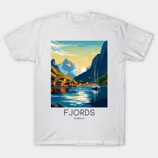A Pop Art Travel Print of the Fjords - Norway T-Shirt